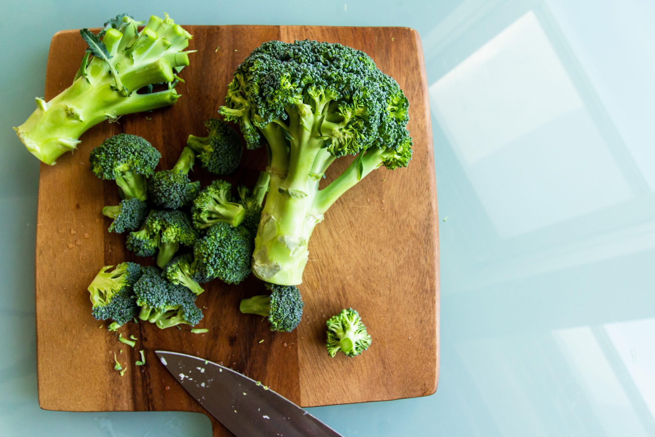 broccoli on cutting board