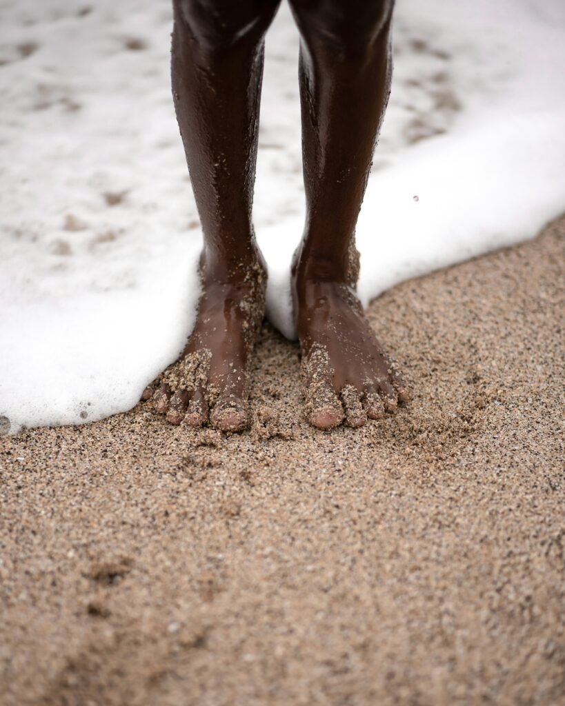 barefoot on beach
