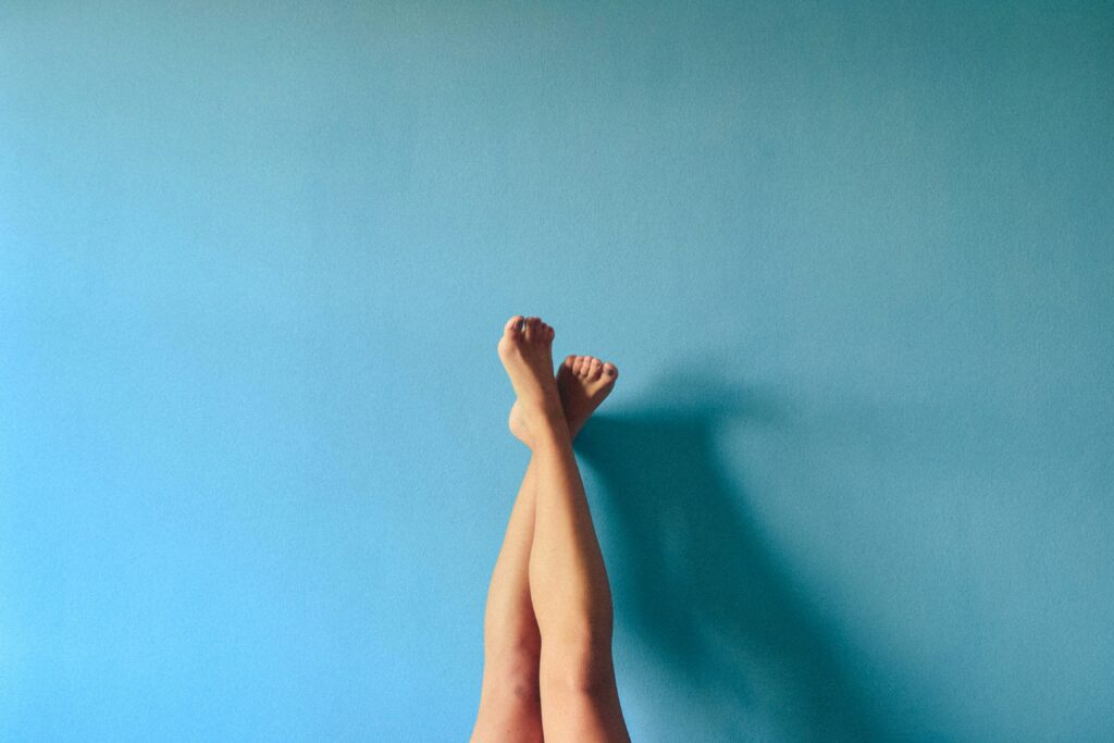 body legs blue background