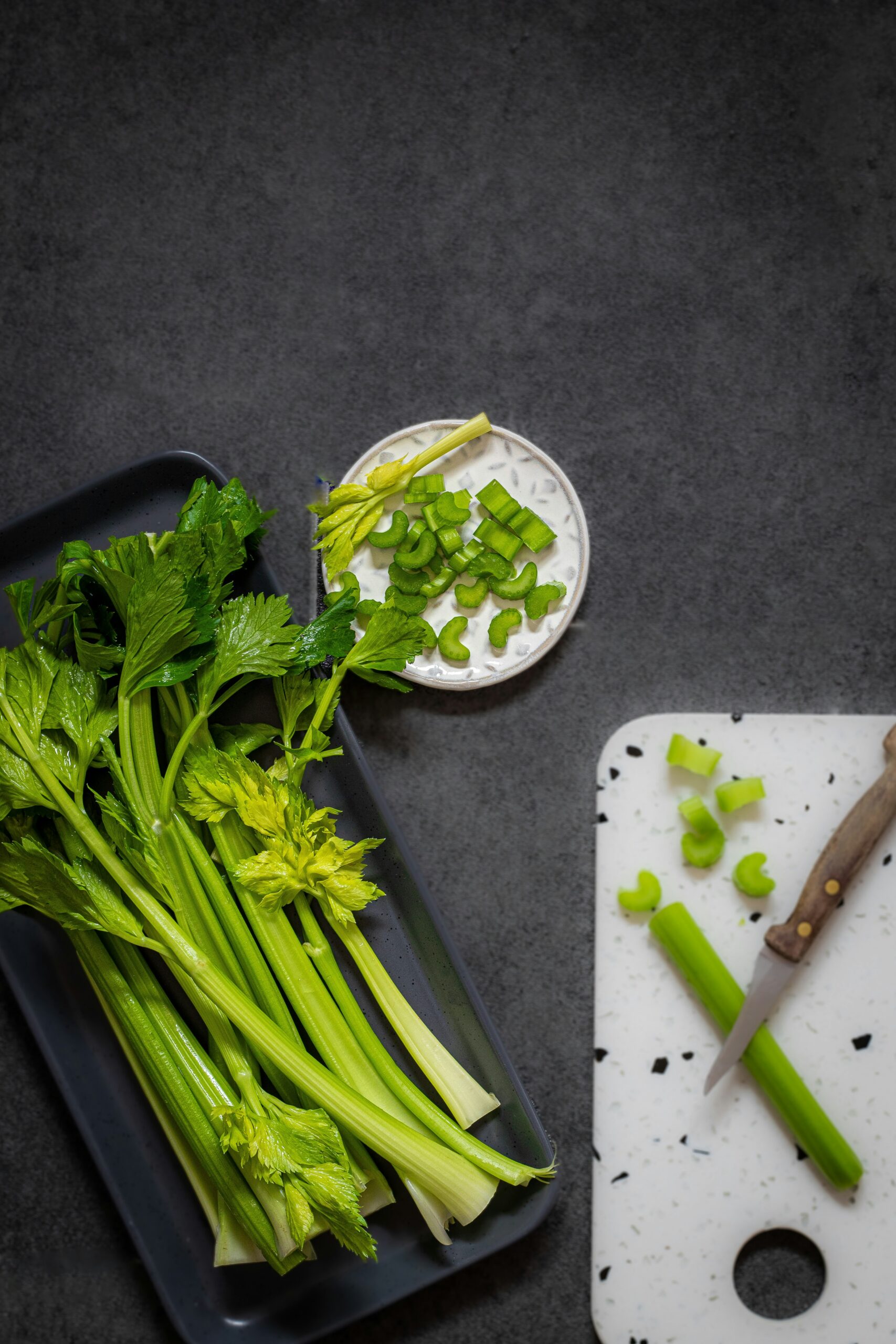 most hydrating foods celery and cutting board