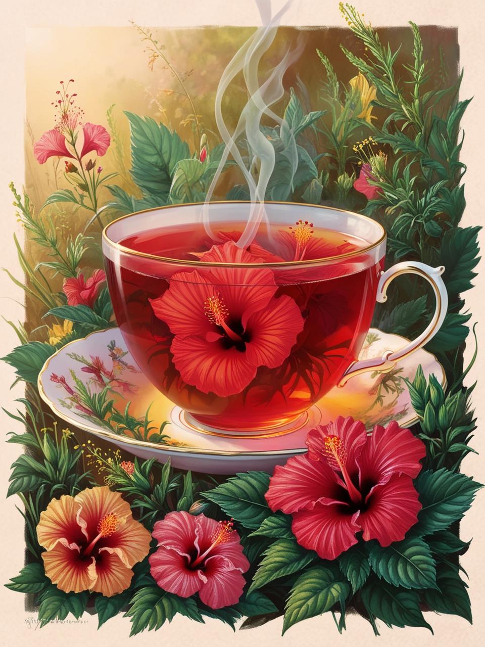 cup of hibiscus tea in nature