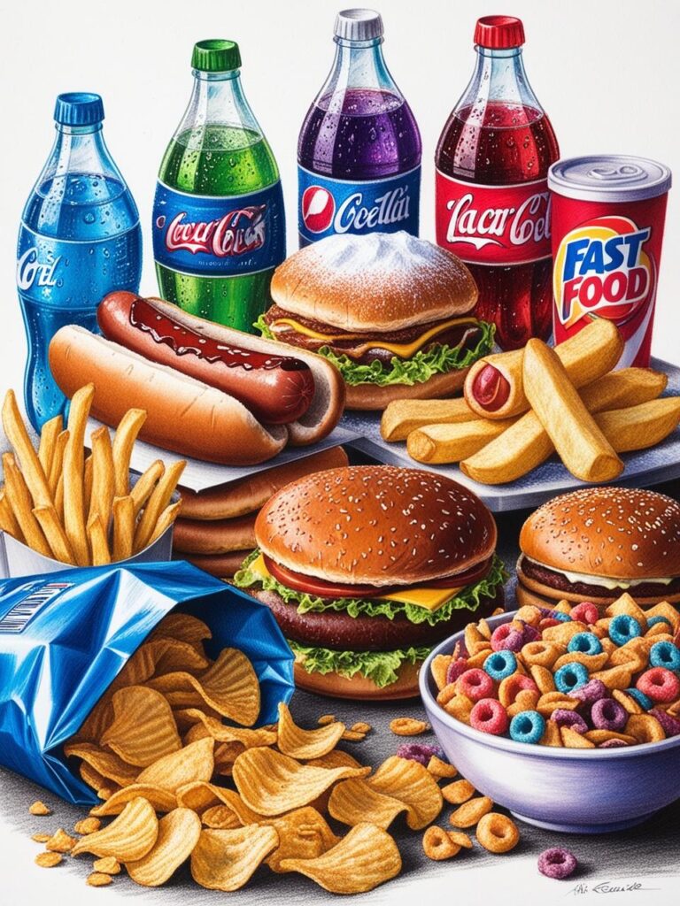 medley of junk food illustration