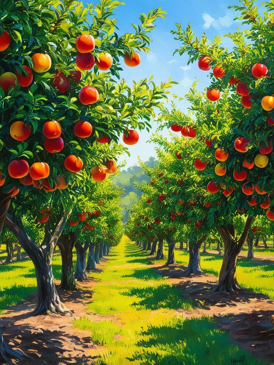 seasonal fruit trees growing on farm