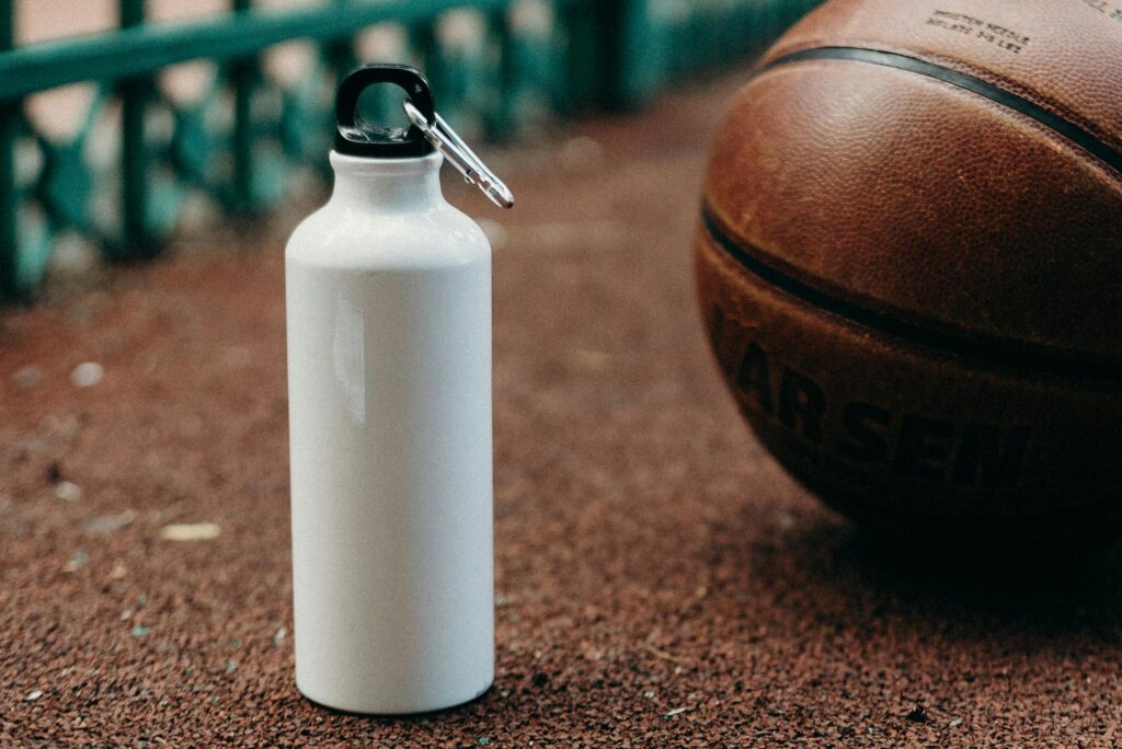 water bottle and basketball