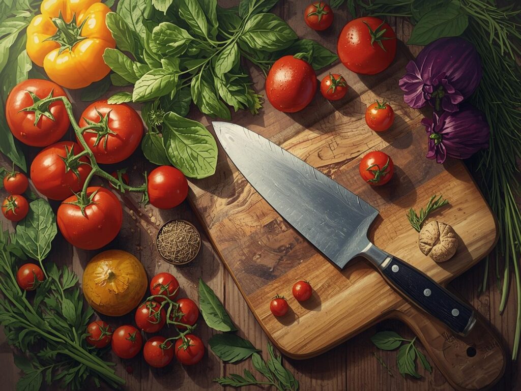 cutting board plant meal prep