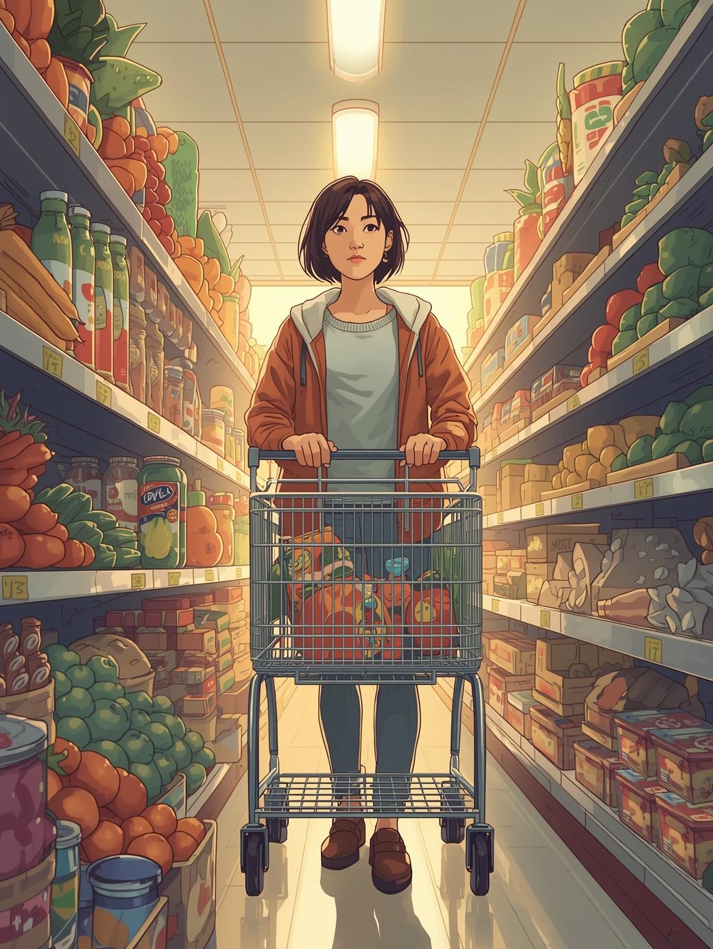 eating plants without going vegan woman in grocery store